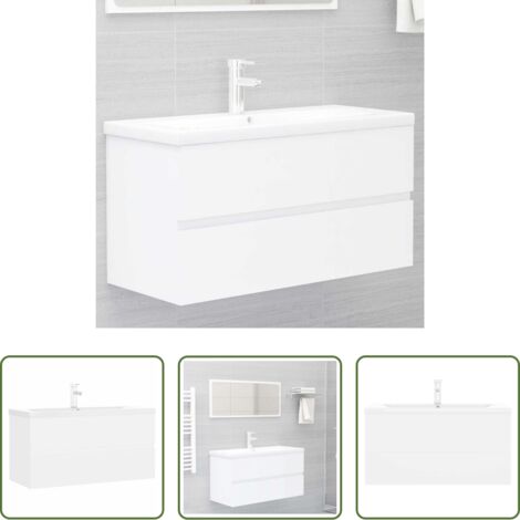 Lavabo empotrado -  Mueble con lavabo madera de ingeniería blanco