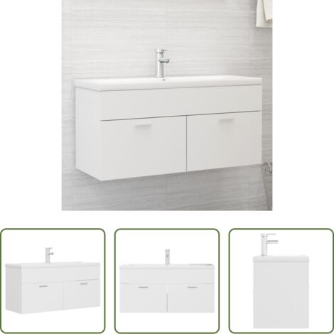 Lavabo empotrado -  Mueble con lavabo madera de ingeniería blanco