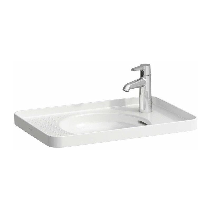 

Lavabo empotrado VAL desde arriba con rebosadero, acabado 3 orificios para grifería, blanco mate LAUFEN