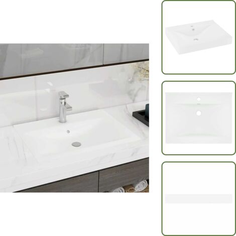Lavabo empotrado - vidaXL Lavabo de lujo con grifo cerámica 60x46 cm blanco mate - Lavabo colgado