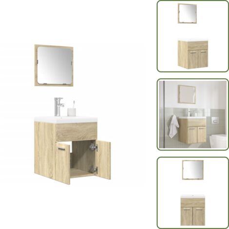 Lavabo empotrado - vidaXL Set de muebles de baño 3 pzas madera contrachapada roble Sonoma - Muebles de baño de madera