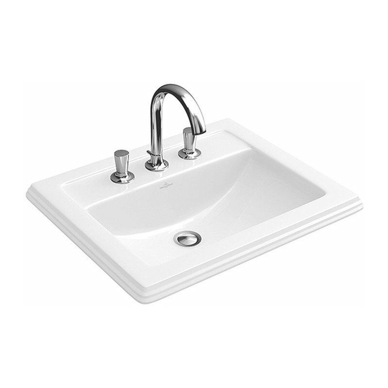 

Villeroy&boch - Hommage, Lavabos sobre encimera, 630 x 525 mm, Rectangular, para grifería con 3 orificios, orificios para grifería perforados, con