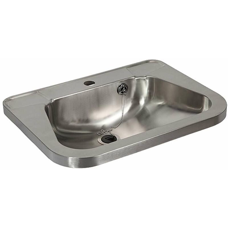 Lavabos en inox - Lavabo avec trop-plein 560x420 mm, trou pour robinetterie, inox slun 26 - Sanela