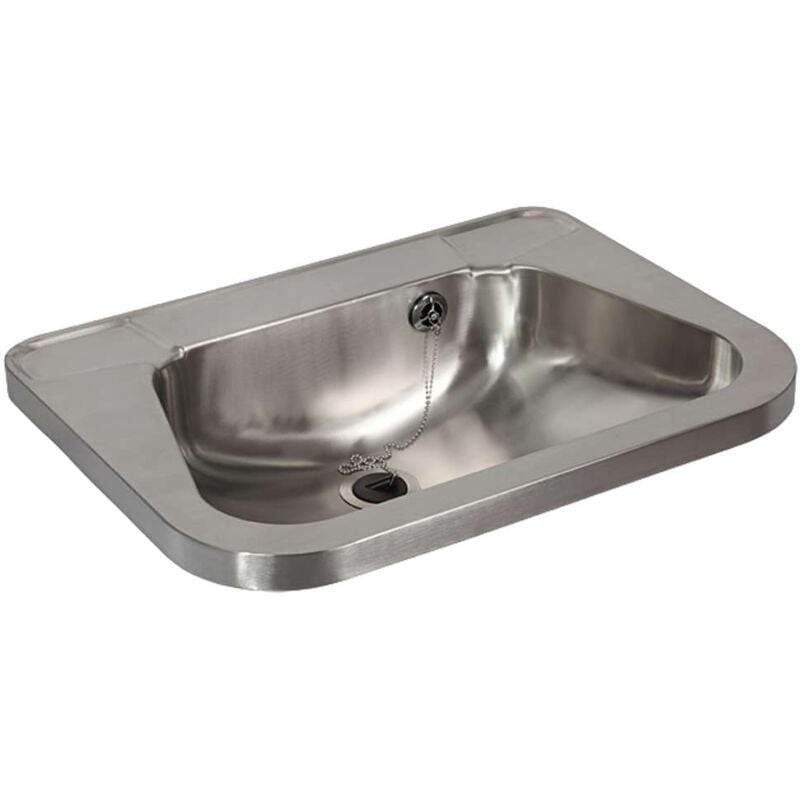 Sanela - Lavabos en inox - Lavabo avec trop-plein 560x420 mm, sans trou pour robinetterie, inox slun 26A