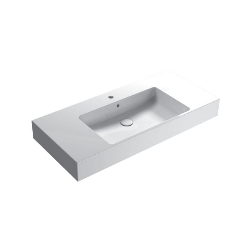 Lavabo en céramique 110x50 cm Globo STONE SCQ111BI Blanc - Céramique