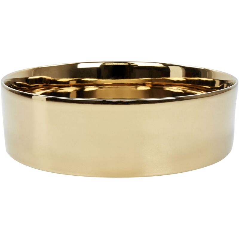 Beliani - Lavabo en Céramique 40 cm Rond Salle de Bain Doré Bejis