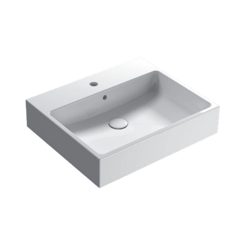 Ceramica Globo - Lavabo en céramique 60x50 cm Globo stone SCQ62BI Blanc - Céramique