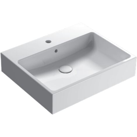 Lavabo en céramique 60x50 cm Globo STONE SCQ62BI  Blanc - Céramique
