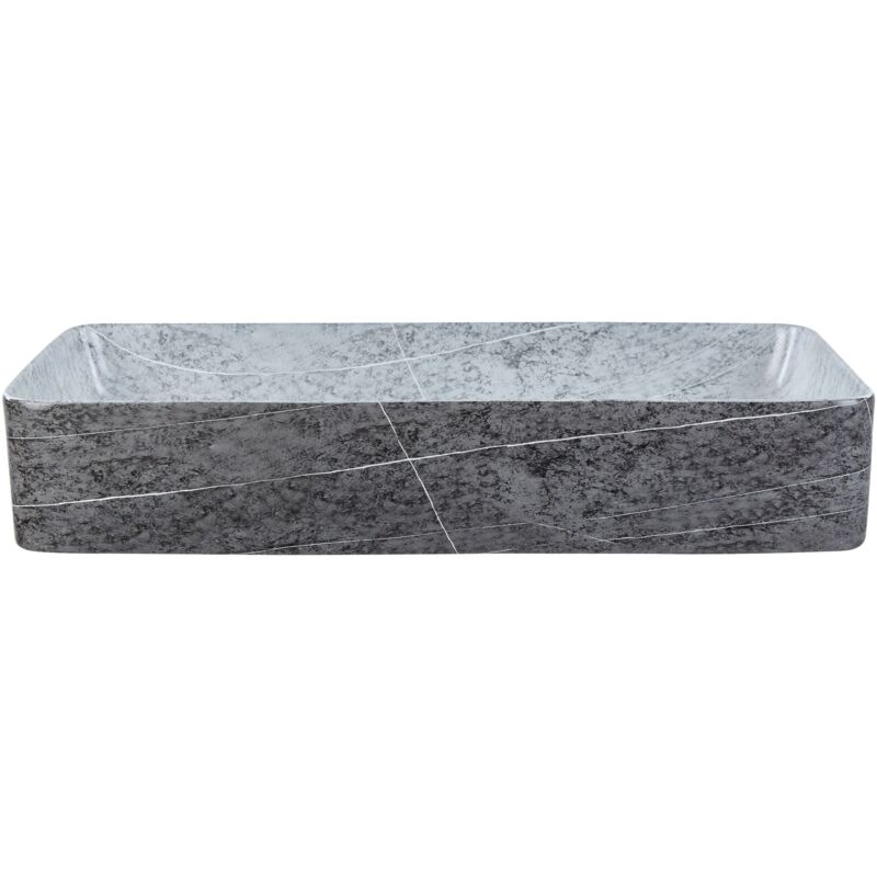 Beliani - Lavabo en Céramique 61 x 35 cm Effet Granite Salle de Bain Comptoir Gris Artaj