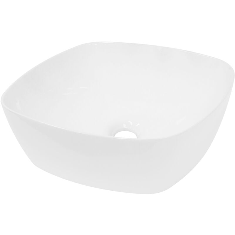 ECD Germany Vasque à Poser Salle de Bain - 405 x 405 x 140 mm - en Céramique - Blanc - Lavabo Toilette - Lave-Mains Évier - Lavabo à Poser sur Meuble
