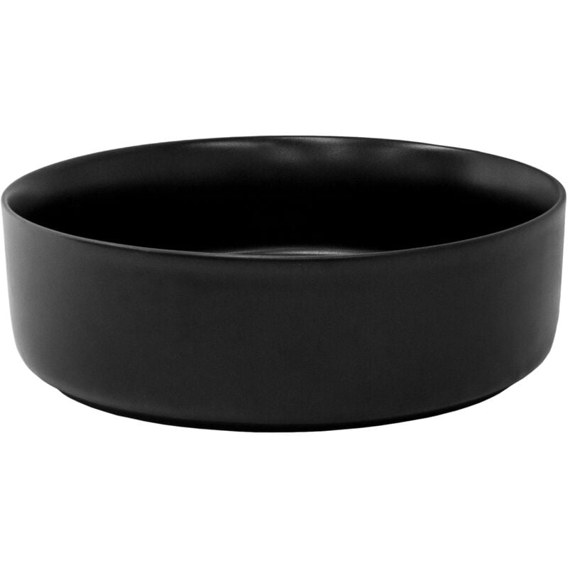 ML-Design Lavabo en Céramique Noir Mat ø 360x120 mm, Design Ronde, Vasque à Poser Moderne, Lavabo de Comptoir Élégant, Lavabo avec Trou d'Évacuation,