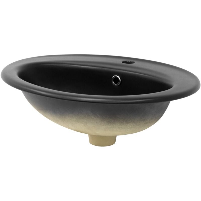 Luxebath - ML-Design Lavabo en Céramique Noir Mat, 57x48,5x19,5 cm, Design Ovale, Vasque á Encastré Moderne, Lavabo de Comptoir Élégant, Lavabo avec