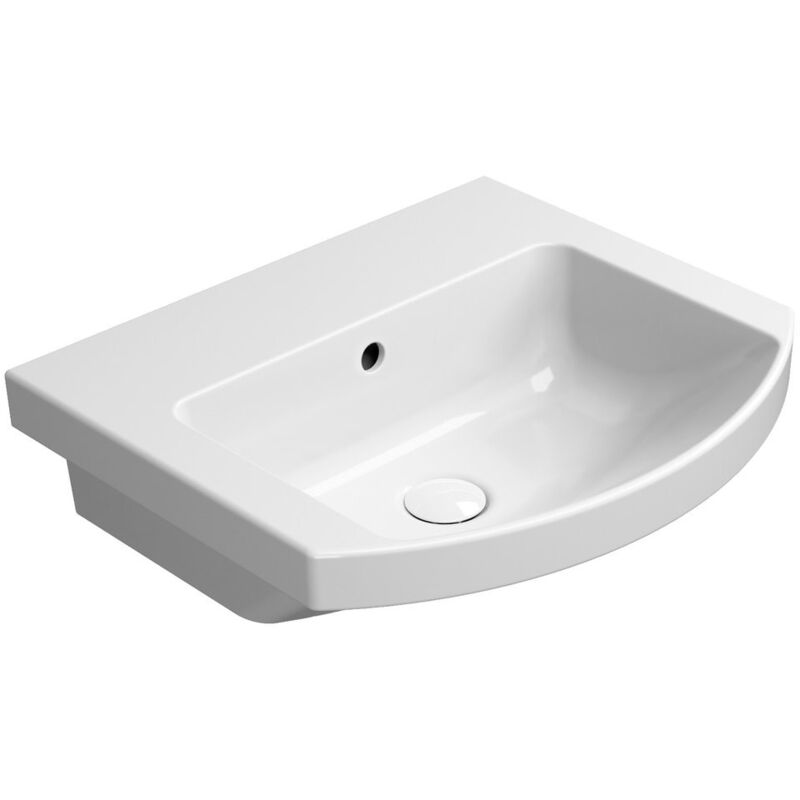 Lavabo en céramique norm courbé 51x45cm, pas de trou de robinet, blanc ExtraGlaze