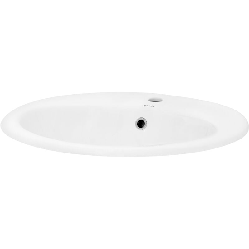 ML-Design Lavabo en Céramique Blanc, 57x19,5x48,5 cm, Design Ovale, Vasque Encastrée Moderne et Élégant, Lavabo de Comptoir avec Trou pour Robinet,