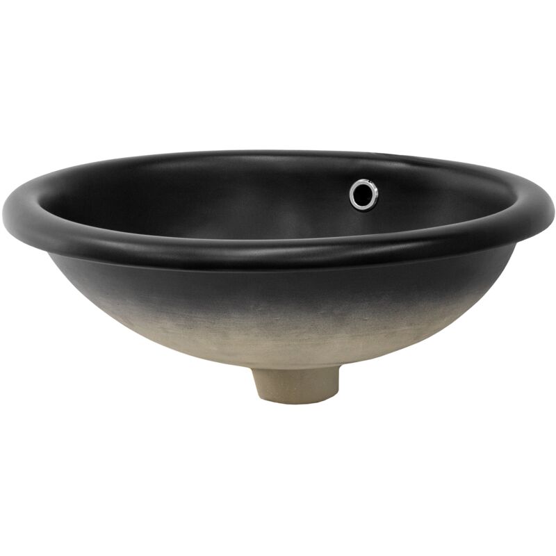 Ml-design - Lavabo en Céramique Noir 49x40,5x19,5 cm avec Garniture de Vidage 1 1/4' Universelle et Trop-Plein, Design Ovale, Vasque Encastrer