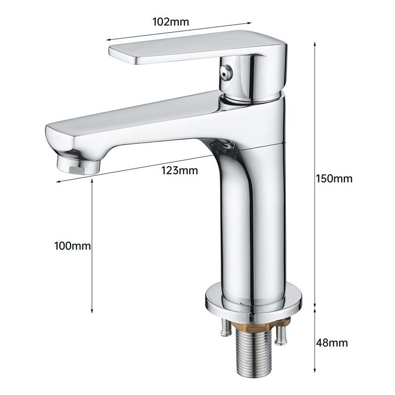 Largeight - Lavabo en cuivre complet de haute qualité robinet froid unique rehaussé robinet d'art rehaussé