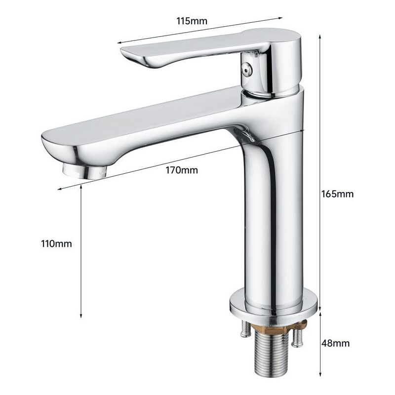 Largeight - Lavabo en cuivre complet de haute qualité robinet froid unique rehaussé robinet d'art rehaussé