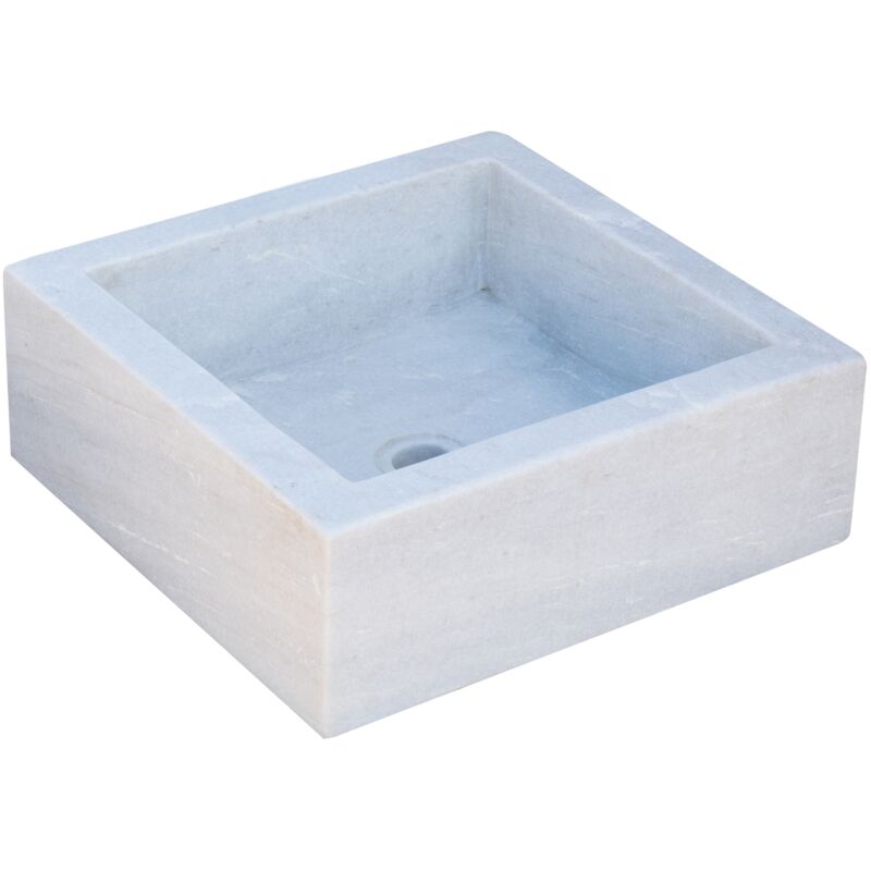 Biscottini - Lavabo en marbre blanc Évier de cuisine Vasque à poser Évier en pierre Évier intérieur et extérieur Vasque pour fontaine