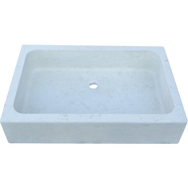 Biscottini - Lavabo en marbre blanc Évier de cuisine Vasque à poser Évier en pierre Évier intérieur et extérieur Vasque pour fontaine
