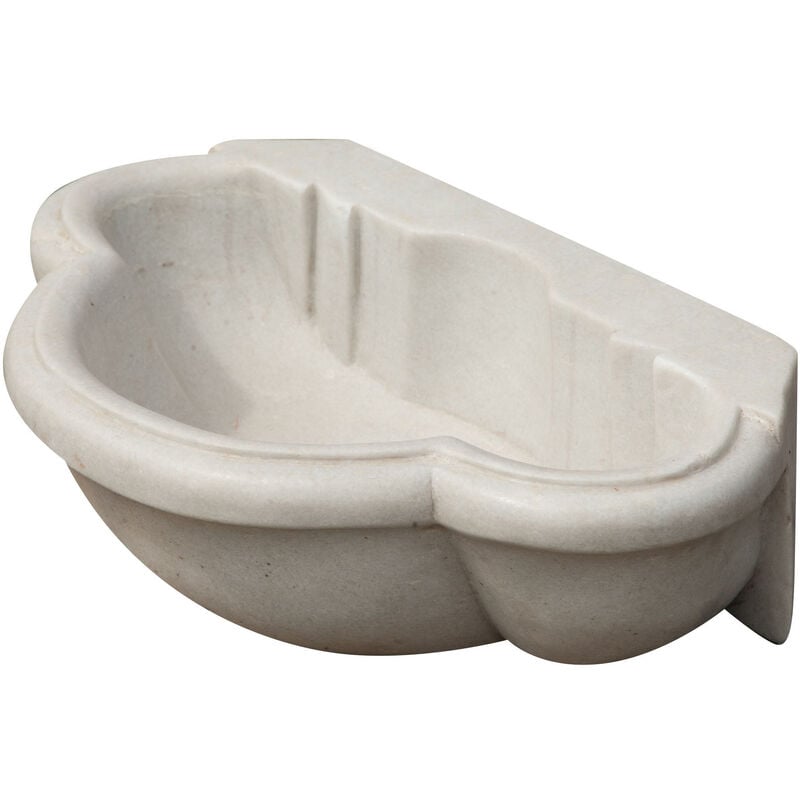 Biscottini - Lavabo en marbre blanc Évier de cuisine Vasque à poser Évier en pierre Évier intérieur et extérieur Vasque pour fontaine
