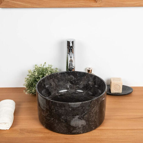 Lavabo en marbre salle de bain Ulysse 30 cm noir - Noir
