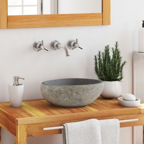 Lavabo en pierre de rivière ovale (29-38)x(24-31) cm vidaXL