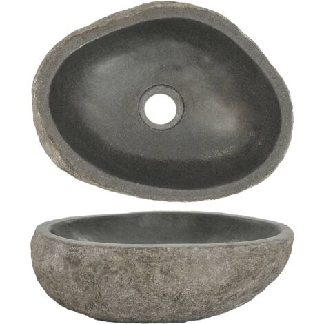 Lavabo en pierre de rivière Ovale 30-37 cm