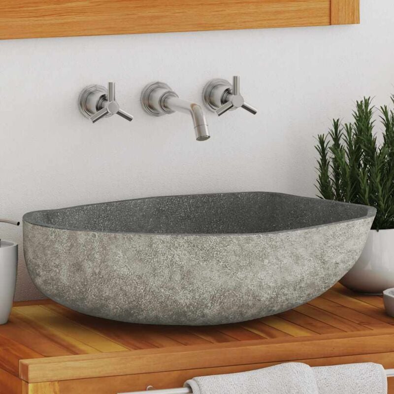 Vidaxl - Lavabo en pierre de rivière Ovale 45-53 cm