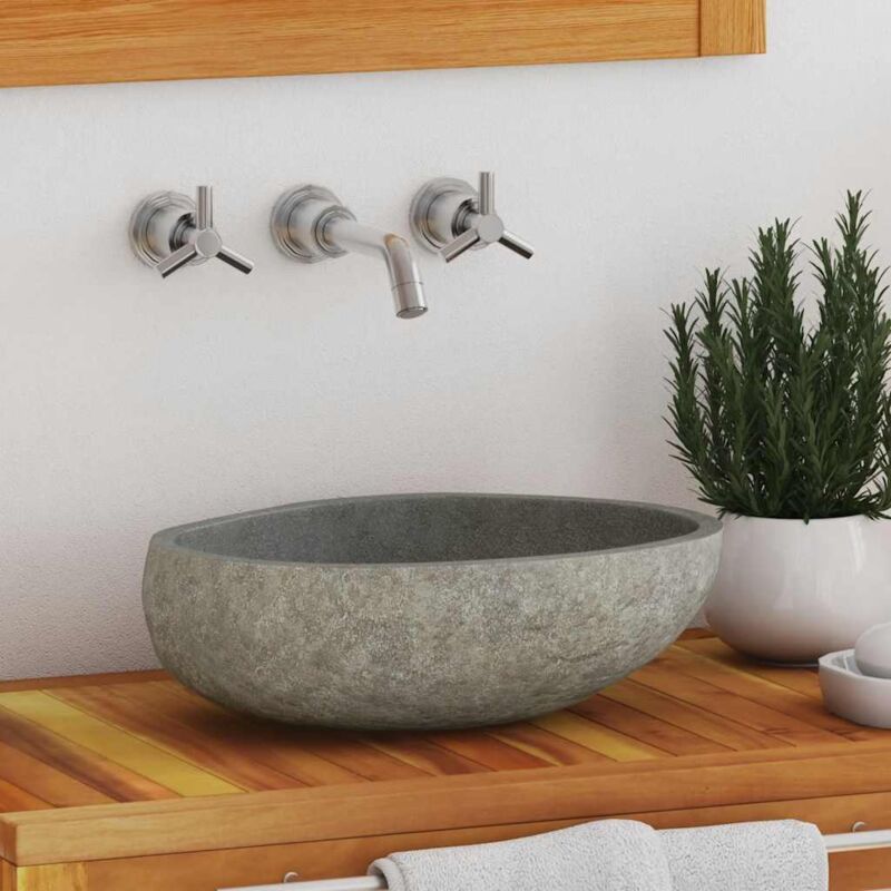 Lavandino Bagno Ovale In Pietra Grigio Scuro Moderno Varie Dimensioni Dimensioni : 30-37 Cm