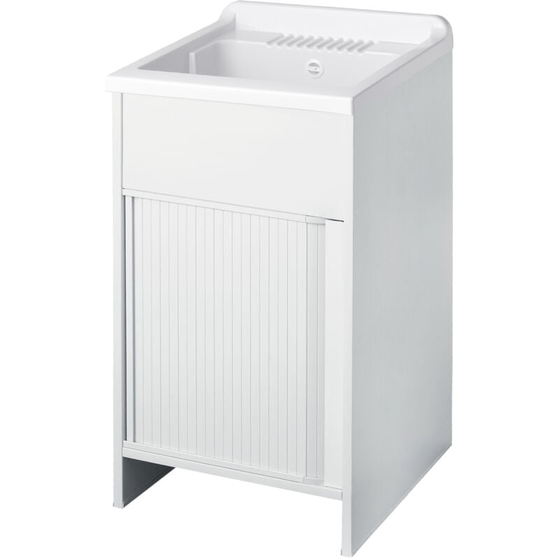 Lavabo en pvc en kit 50X50 pour Intérieur/Extérieur avec fermeture économiseuse d'espace blanc