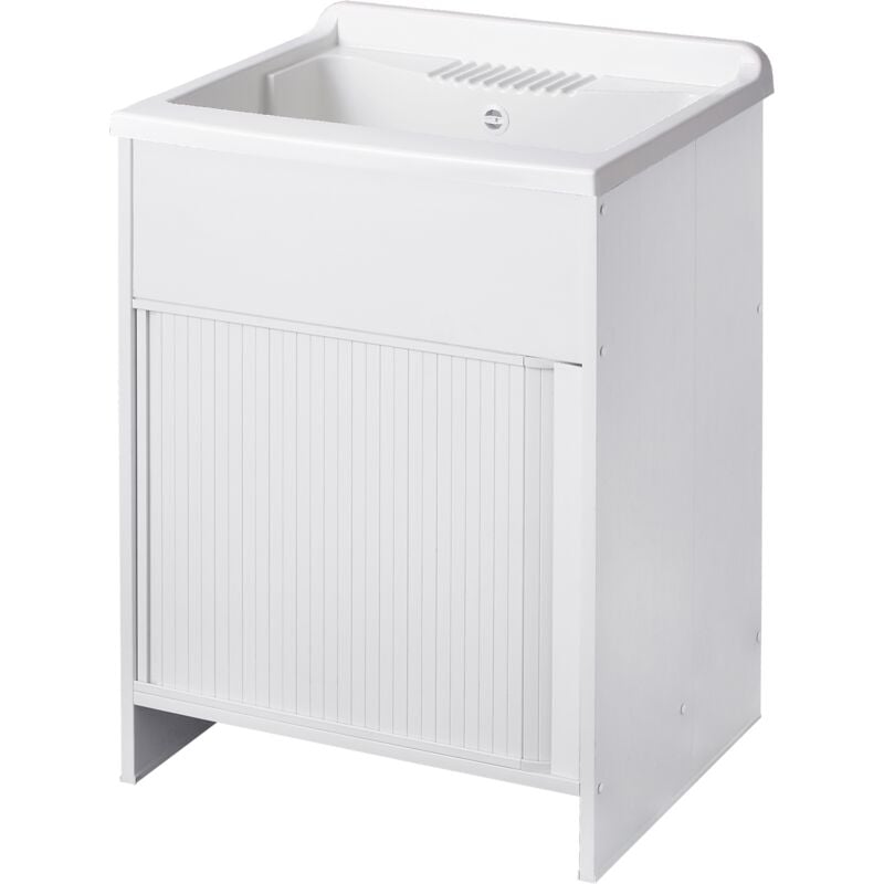 Lavabo en pvc en kit 60X50 pour Intérieur/Extérieur avec fermeture économiseuse d'espace blanc