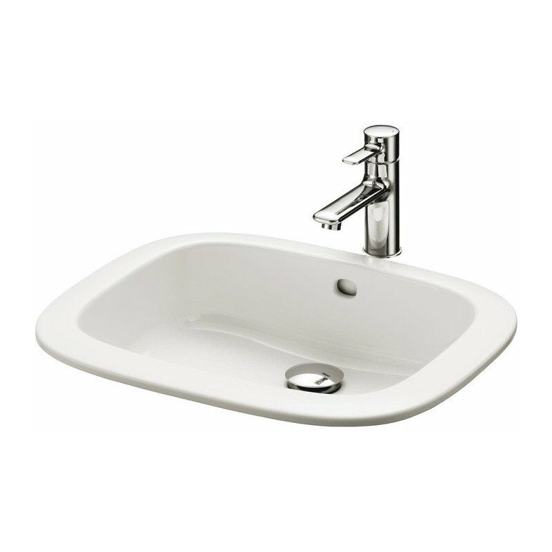 

Lavabo encastrable cuadrado, sin orificio para grifería, con rebosadero blanco TOTO
