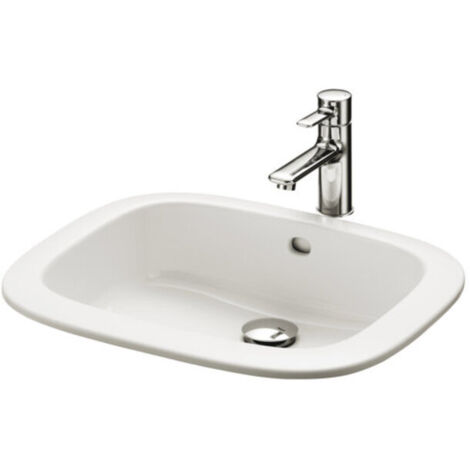 Lavabo encastrable cuadrado, sin orificio para grifería, con rebosadero blanco TOTO