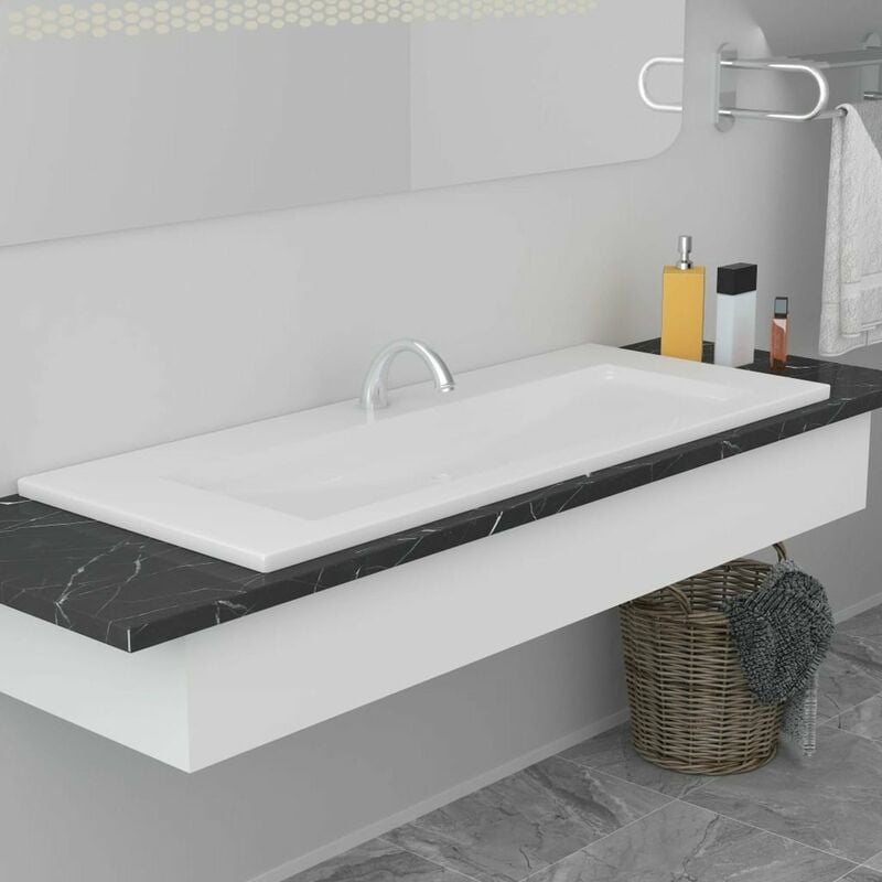 

Lavabo encastrado de ceramica blanco 101x39,5x18,5 cm