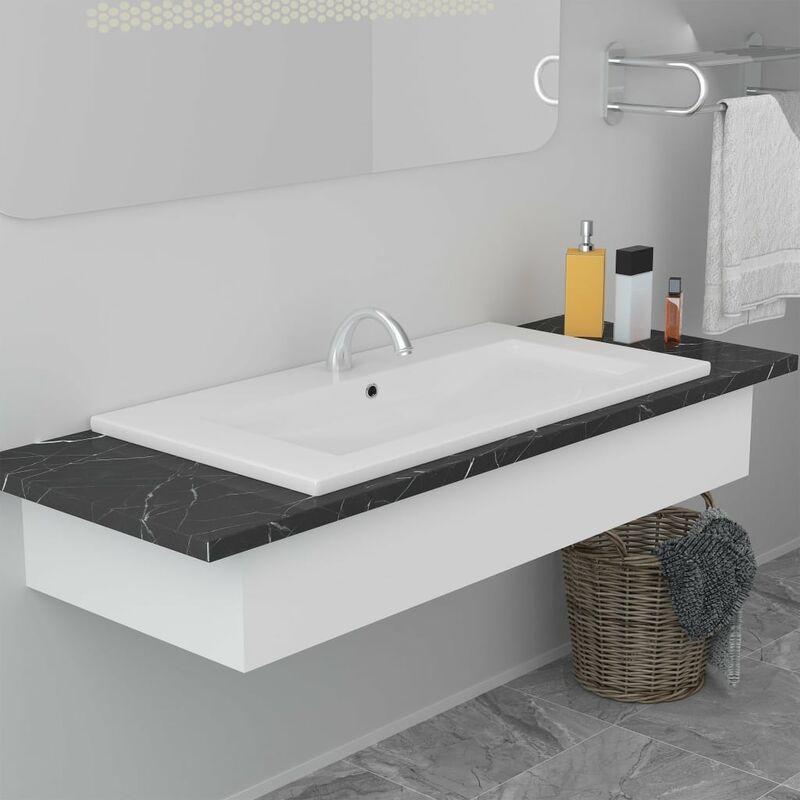 

Lavabo encastrado de ceramica blanco 81x39,5x18,5 cm