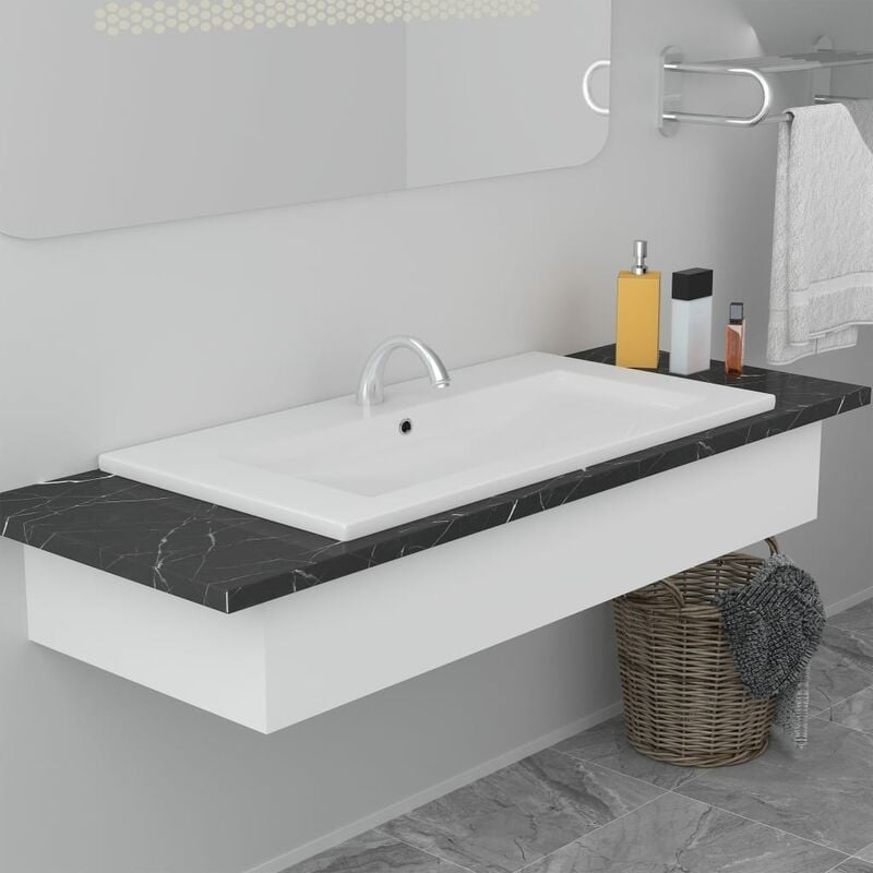 

Lavabo encastrado de cerámica blanco 81x39,5x18,5 cm