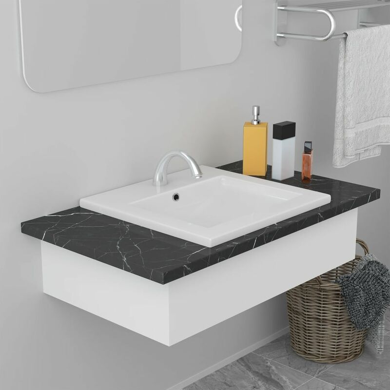 

Lavabo encastrado de cerámica blanco 42x39x18 cm - Blanco