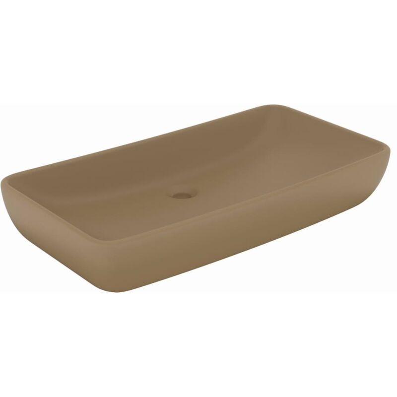 Jinlefu - Lavabo de luxe rectangulaire Crème mat 71x38 cm Céramique