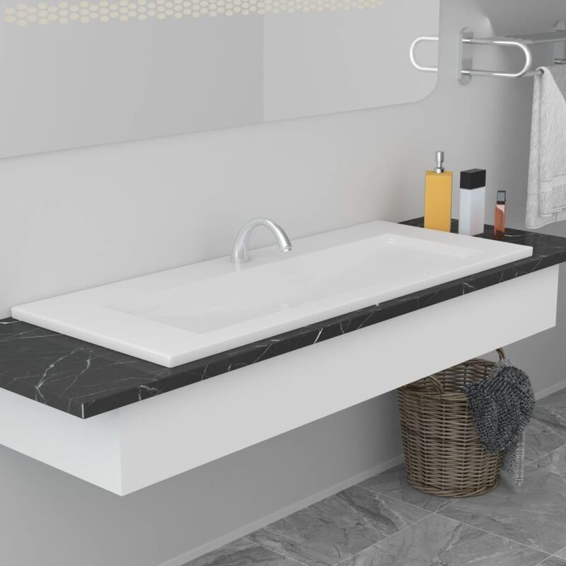 Vidaxl Lavabo Da Incasso 101x39,5x18,5 Cm In Ceramica Bianco
