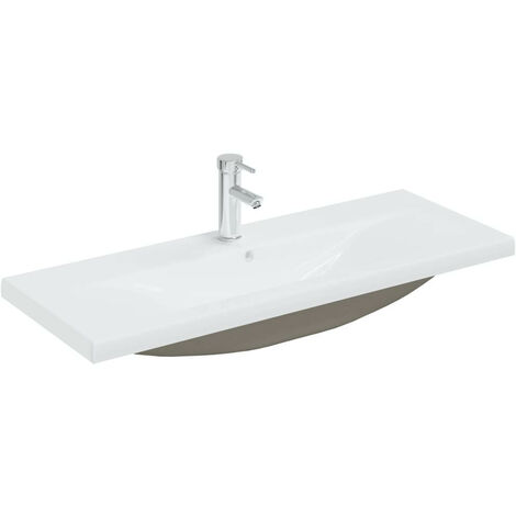 Lavabo encastré avec robinet 101x39x18 cm Céramique Blanc
