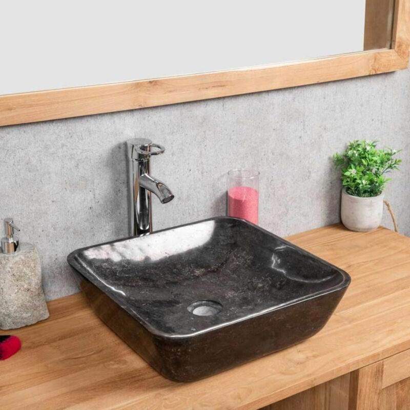 

Lavabo encimera de mármol Carmen cuadrado 40 cm negro