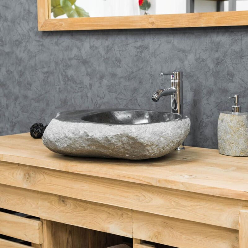 

Wanda Collection - Lavabo sobre encimera de piedra de río 40-45 cm jabonera