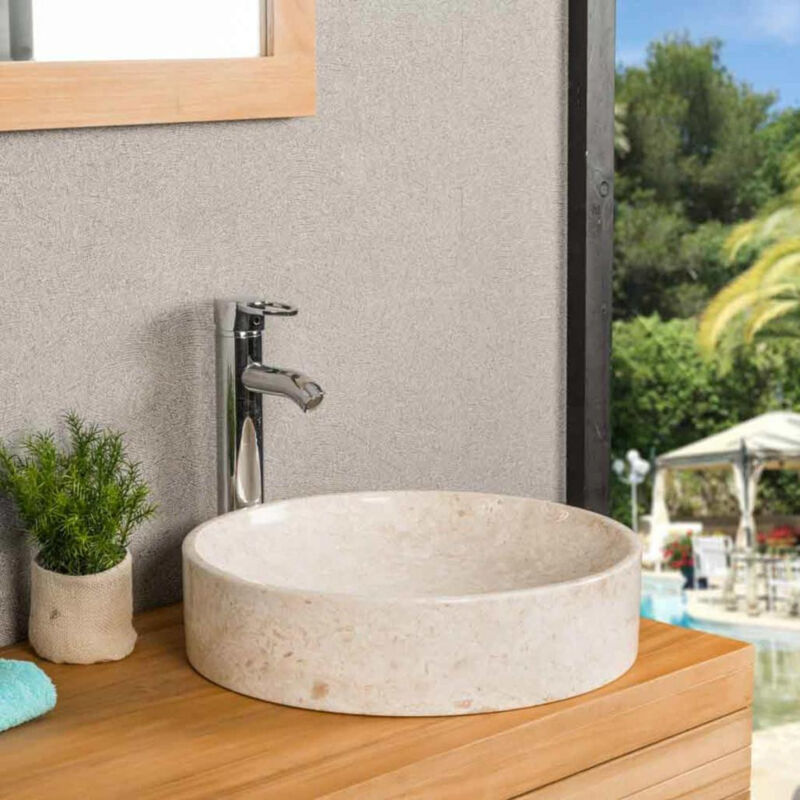 

Wanda Collection - Lavabo encimera grande de mármol Mino 42 cm crema