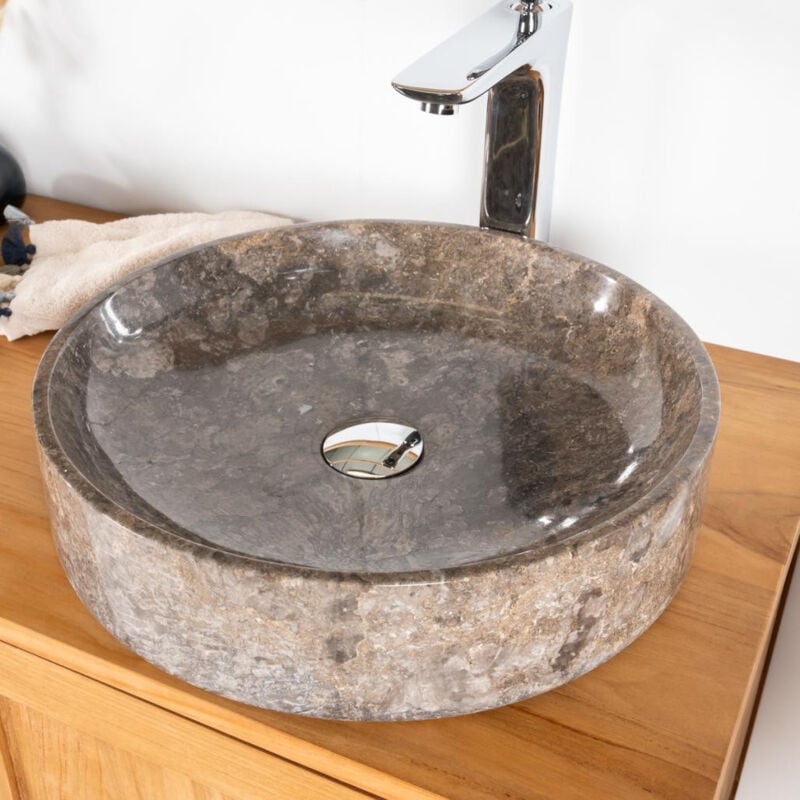 

Wanda Collection - Lavabo encimera para cuarto de baño de mármol Mino gris