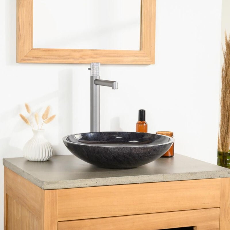 

Wanda Collection - Lavabo encimera redondo de mármol Lysom 35 cm negro
