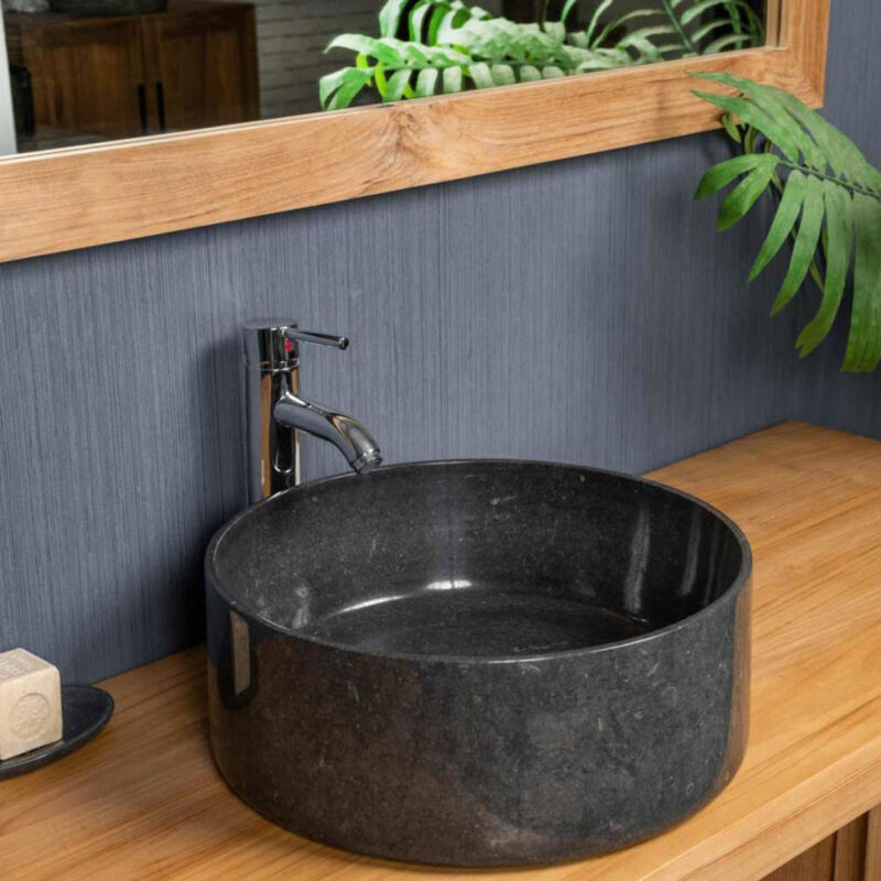 

Wanda Collection - Lavabo encimera redondo grande Ulysse 40 cm negro