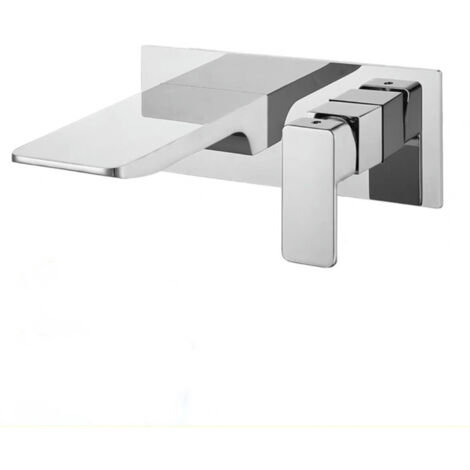 Lavabo entièrement en cuivre gris anthracite avec double poignée, robinet encastré pour eau chaude et froide, robinet de lavabo mural.