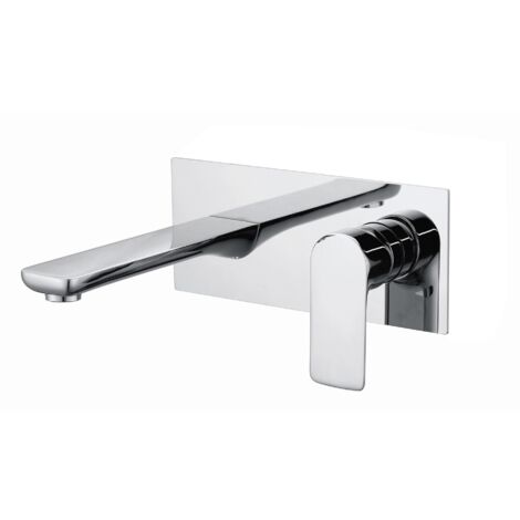 Lavabo entièrement en cuivre gris anthracite avec double poignée, robinet encastré pour eau chaude et froide, robinet de lavabo mural.