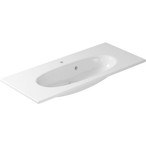 Lavabo Ergo sospeso/soprapiano cm. 105x45 bianco lucido di