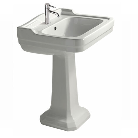 Lavabo Ethos sospeso/su colonna cm. 60x51 tre fori bianco lucido